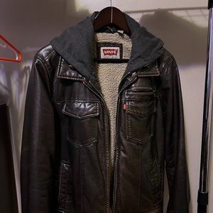 Levi's Faux Leather Shearling Jacket, Small